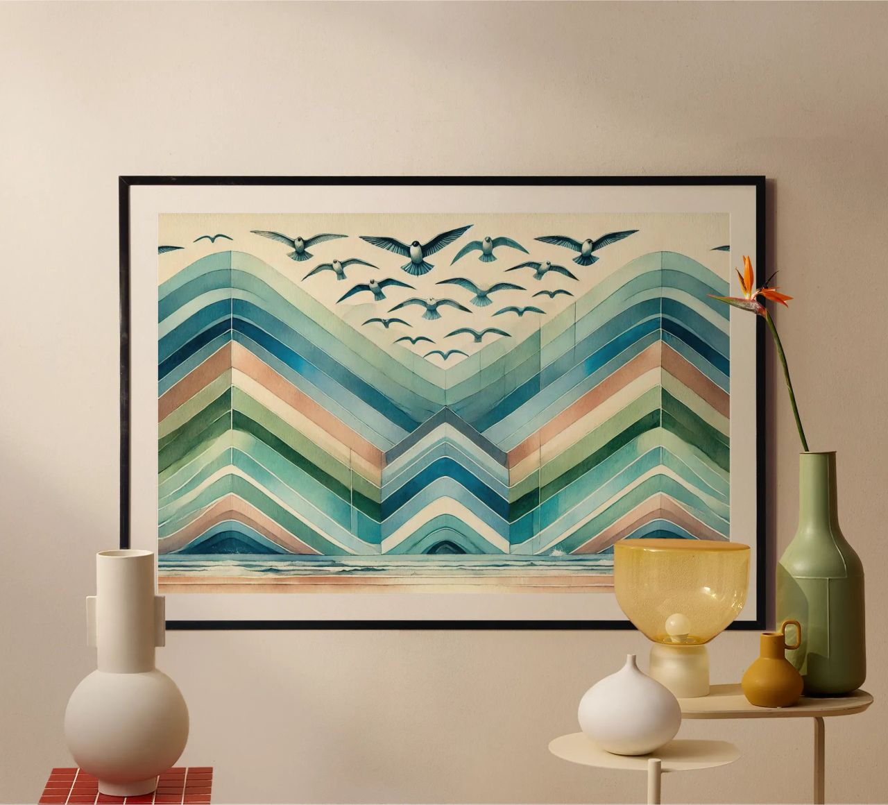 Olas de libertad en el Art Déco poster de Chromatic Fusion Studio