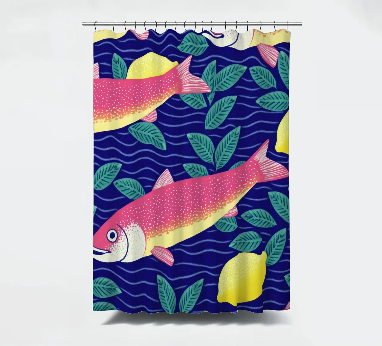 Elegante pesce, cibo e limone botanico | Cucina Sardine Art tenda da doccia da Kaji