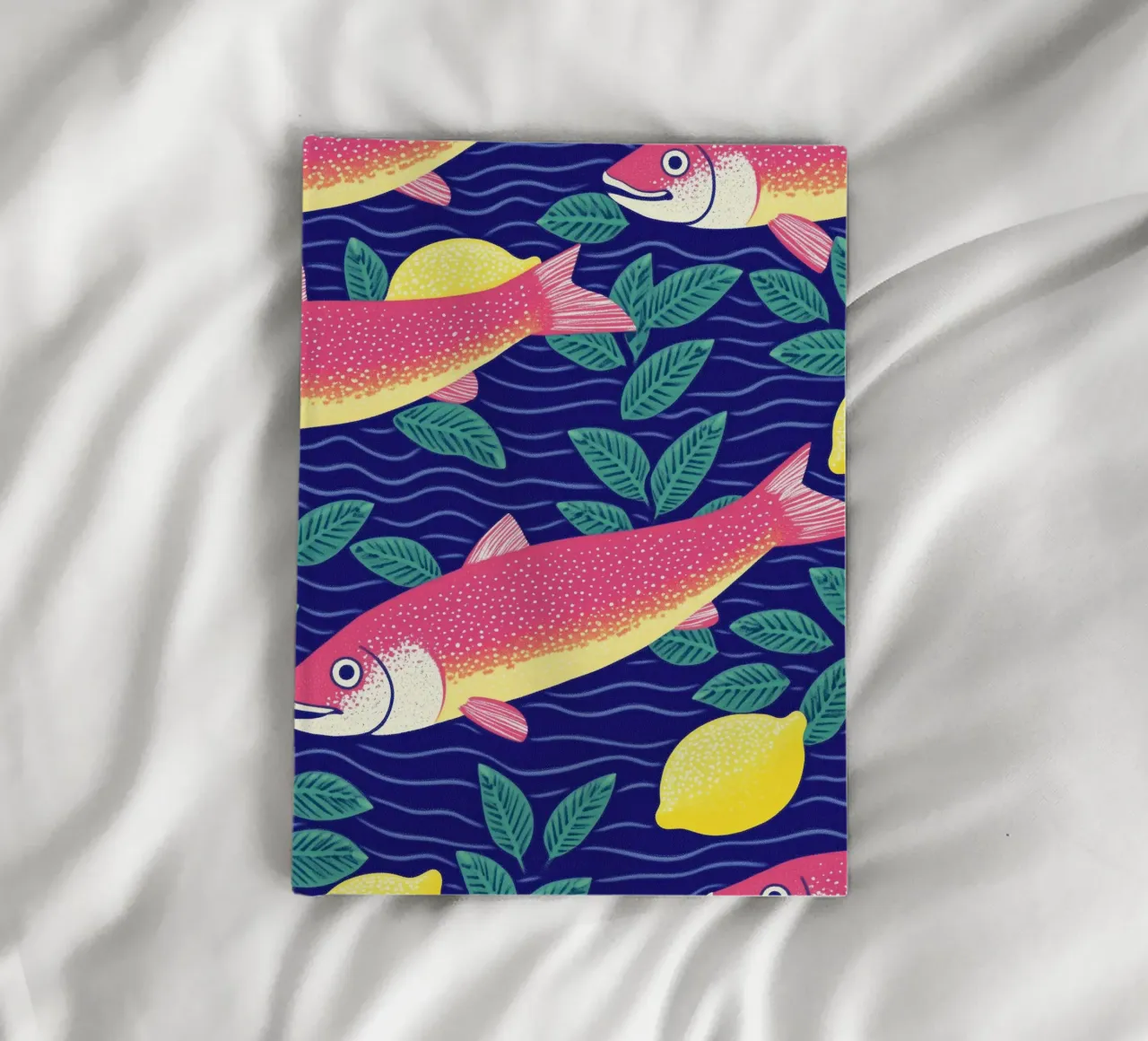 Stylish Fish, Food & Lemon Botanical | Kitchen Sardines Art notebook by Kaji