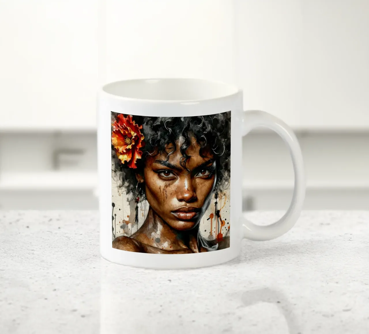 Aquarell Afroamerikanische Flamenco-Tänzerin Keramik Tasse von Chromatic Fusion Studio