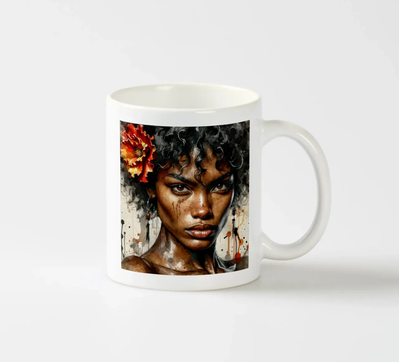Aquarell Afroamerikanische Flamenco-Tänzerin Keramik Tasse von Chromatic Fusion Studio