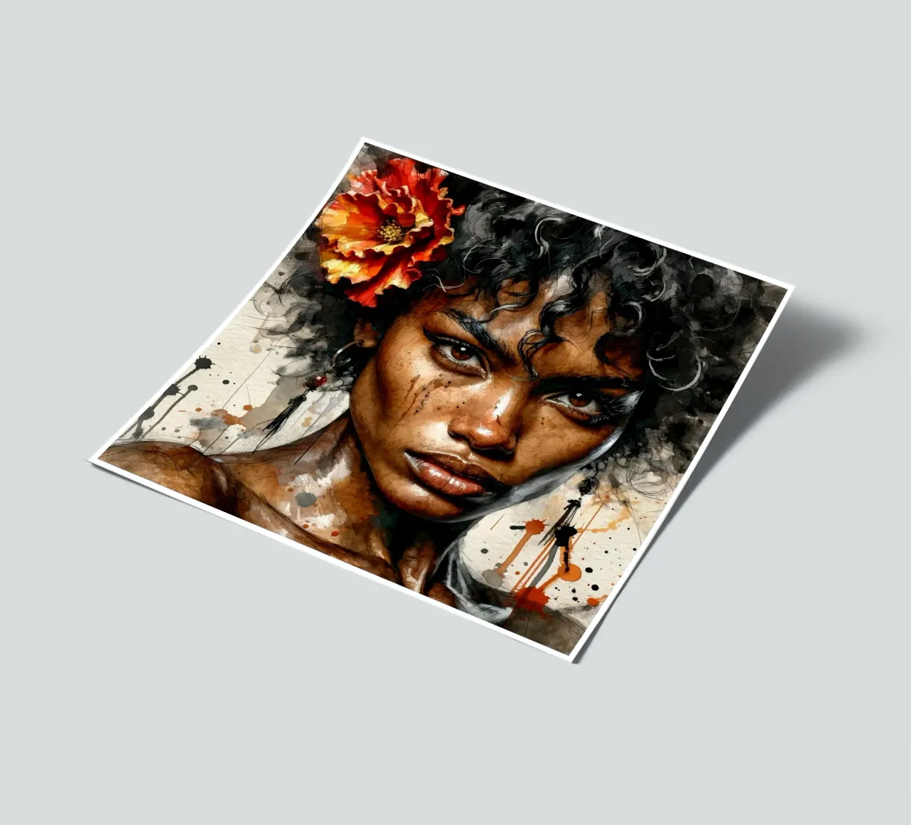 Aquarell Afroamerikanische Flamenco-Tänzerin Stickerbogen von Chromatic Fusion Studio