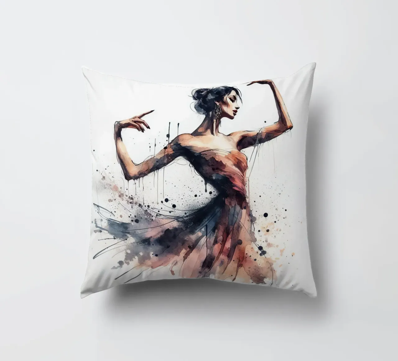 Ballerina di danza classica ad acquerello cuscino da Chromatic Fusion Studio
