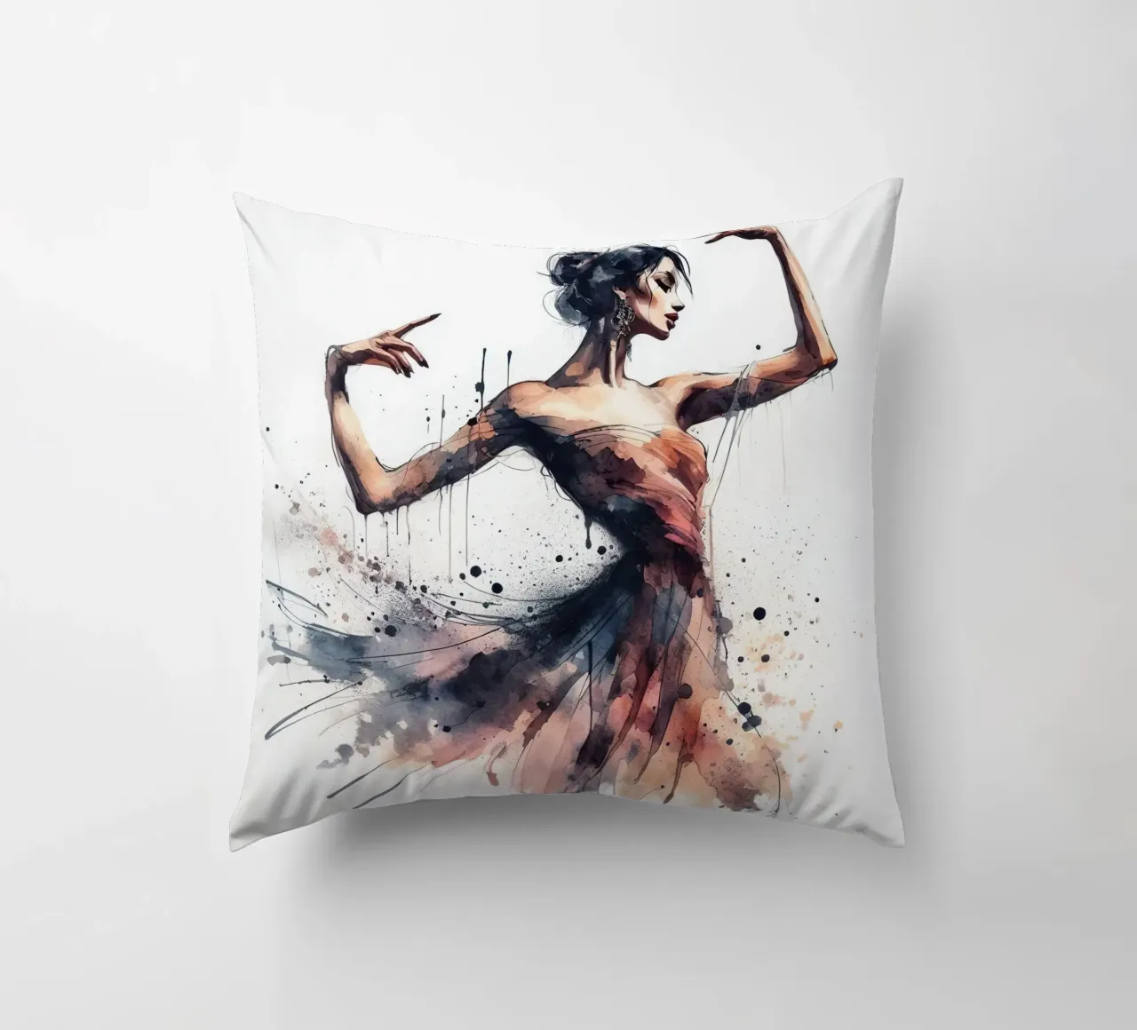 Ballerina di danza classica ad acquerello cuscino da Chromatic Fusion Studio