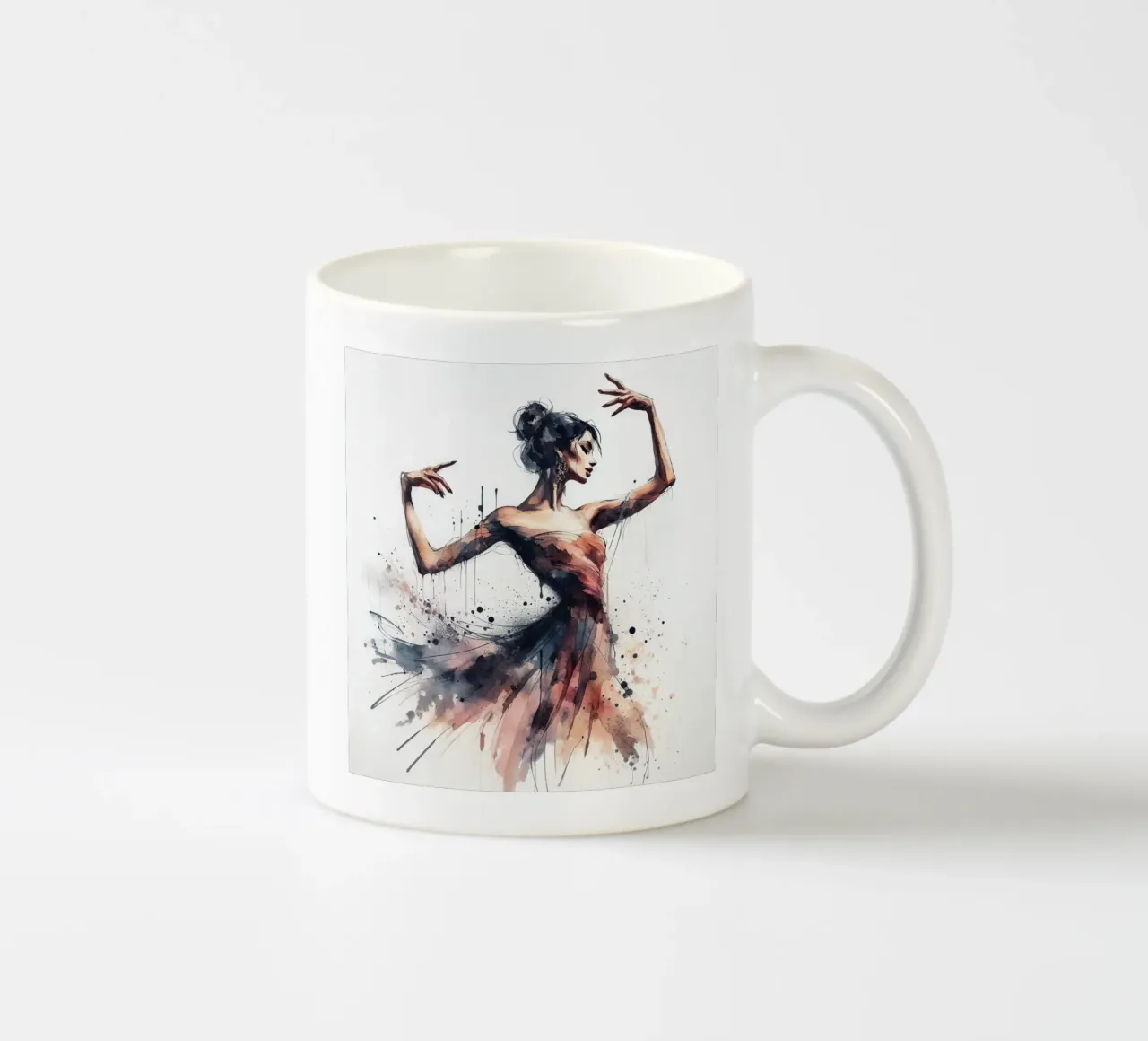Ballerina di danza classica ad acquerello tazza in ceramica da Chromatic Fusion Studio