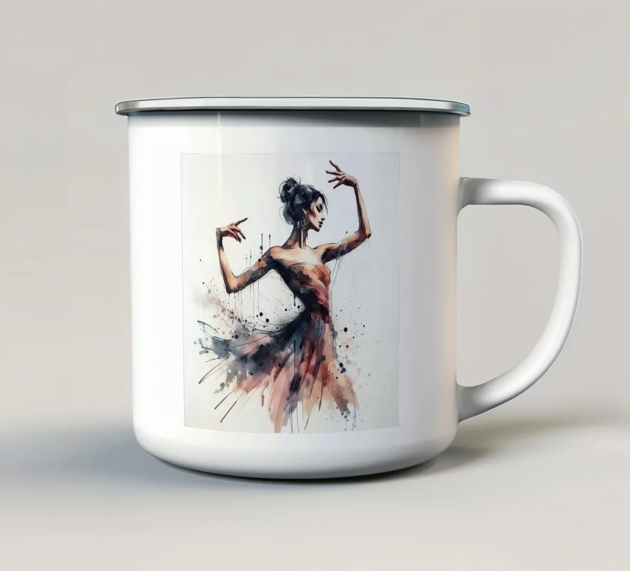 Ballerina di danza classica ad acquerello tazza in smalto da Chromatic Fusion Studio