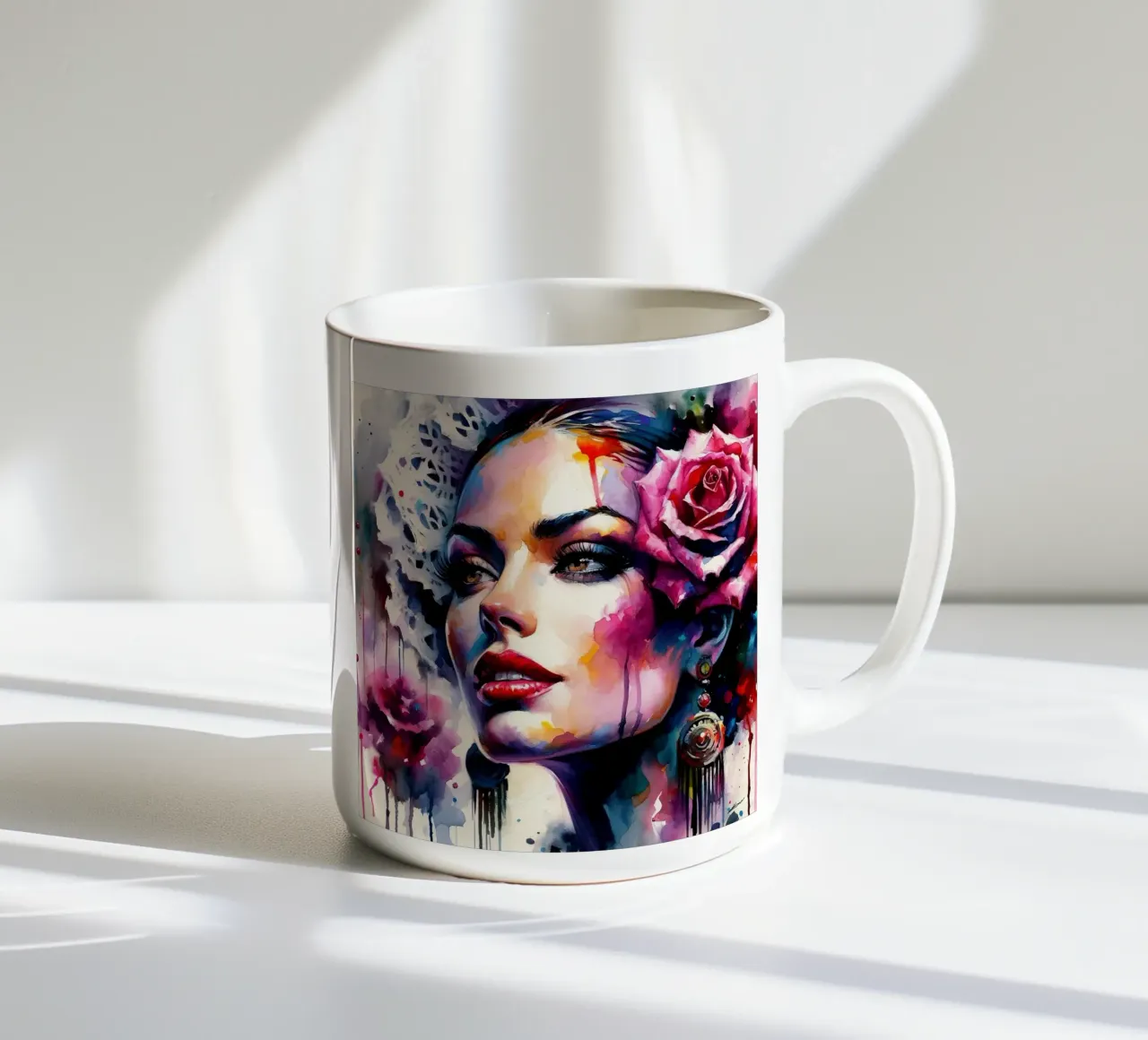 Watercolor Flamenco Dancer tazza in ceramica da Chromatic Fusion Studio