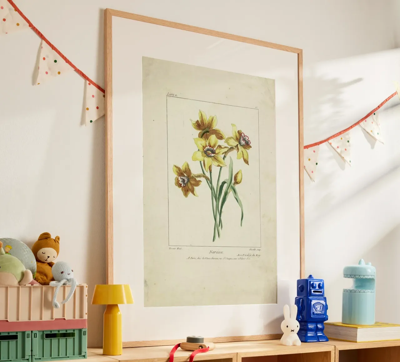 Narcisse, Caillou, Marguerite, 1755 - Justus Chevillet poster con telaio in legno da Artokoloro Quint Lox Ltd