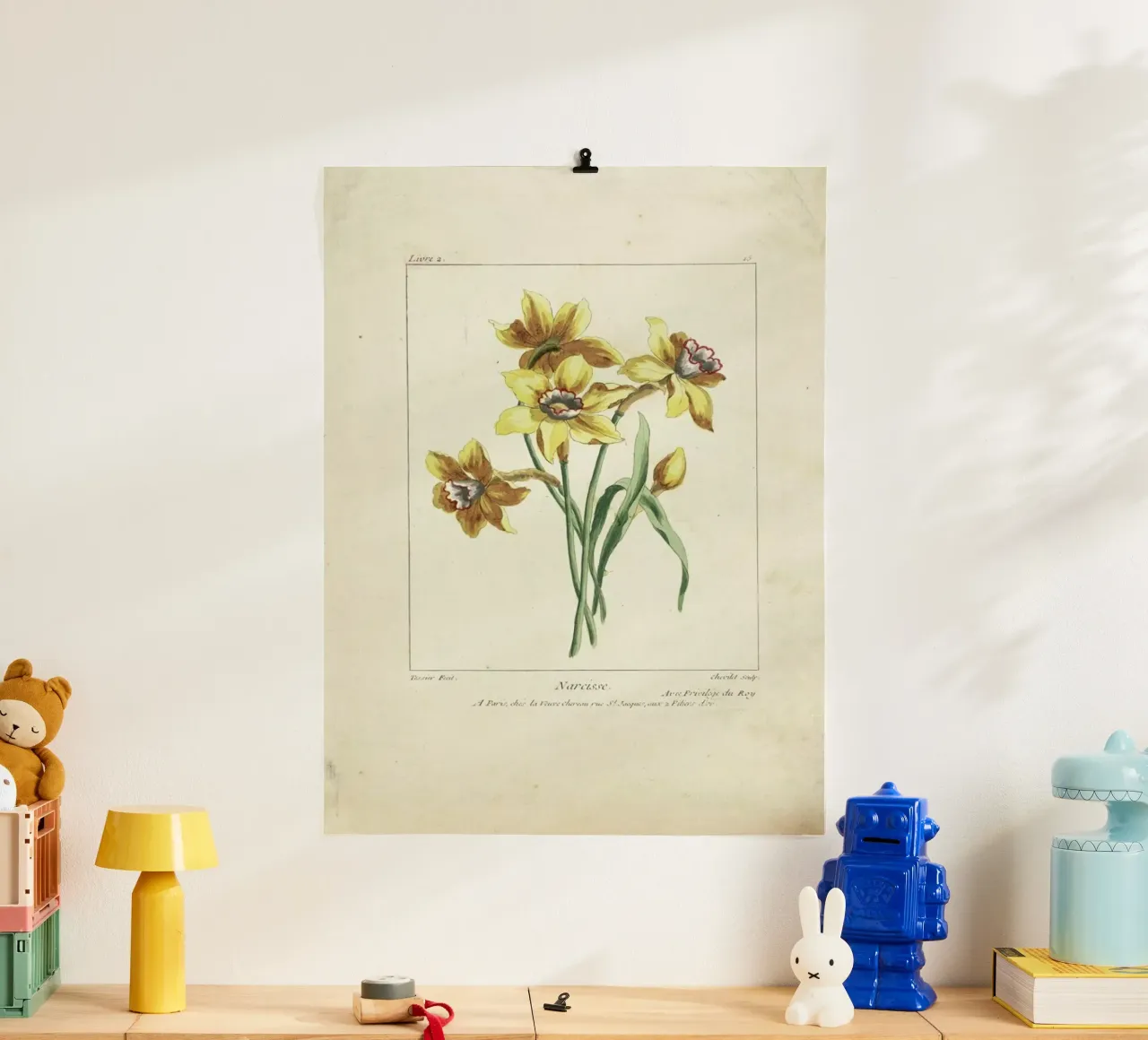 Narcisse, Caillou, Marguerite, 1755 - Justus Chevillet poster con telaio in legno da Artokoloro Quint Lox Ltd