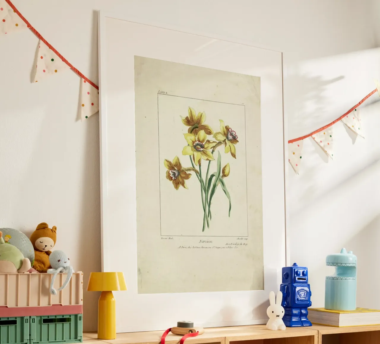 Narcisse, Caillou, Marguerite, 1755 - Justus Chevillet poster con telaio in legno da Artokoloro Quint Lox Ltd