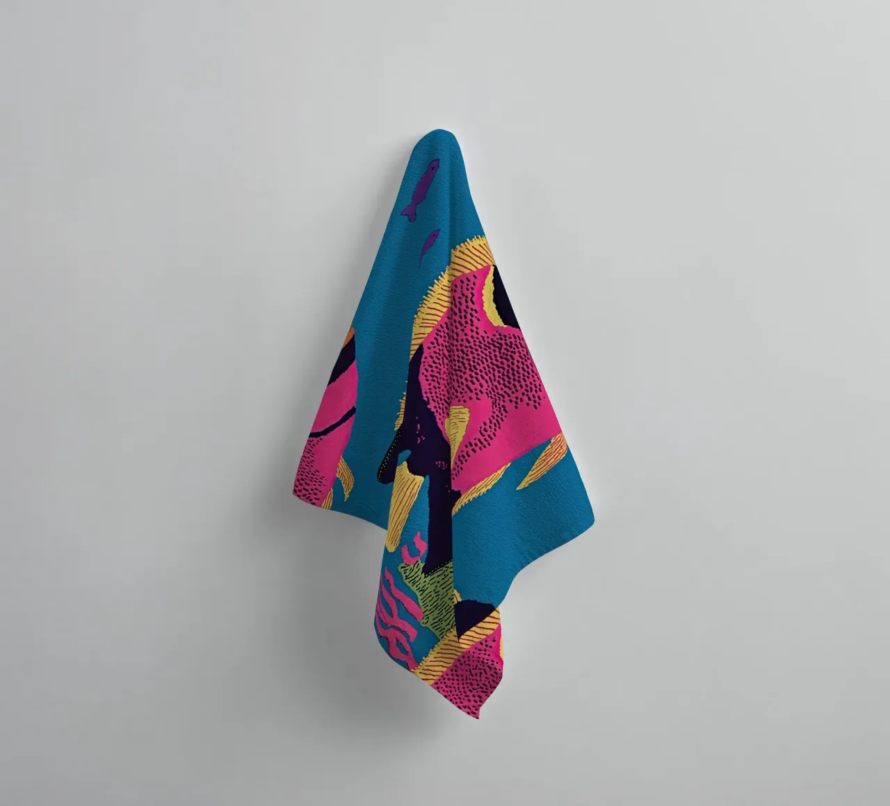 Tropical Fish Wall Art Sea Life Prints for Coastal Home Deco towel by Kaji