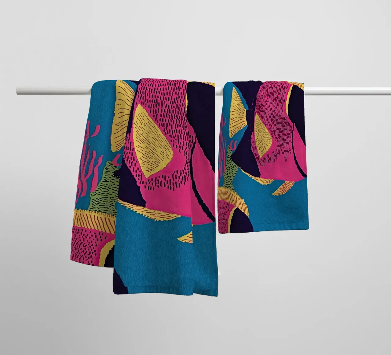 Tropical Fish Wall Art Sea Life Prints for Coastal Home Deco towel by Kaji