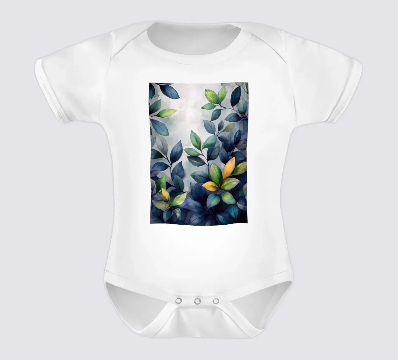 Foglie acquerellate body neonato maniche corte da Justyna Jaszke JBJart