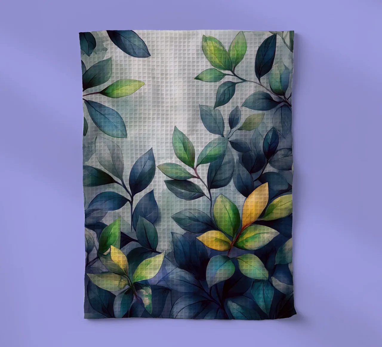 Watercolor leaves tea towel by Justyna Jaszke JBJart