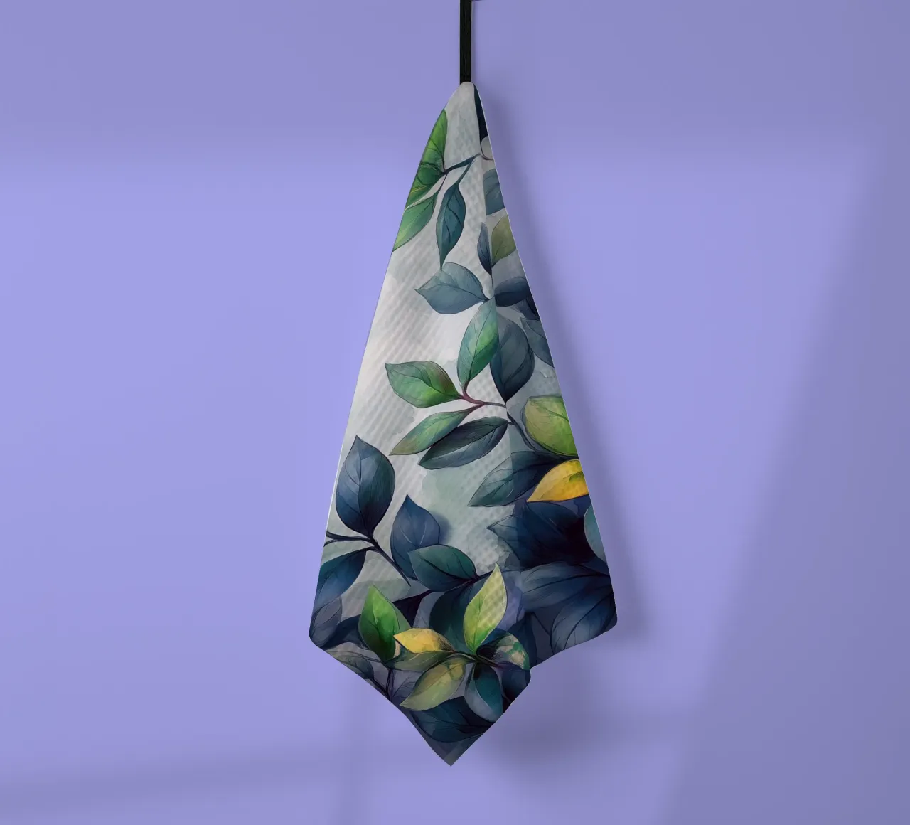 Watercolor leaves tea towel by Justyna Jaszke JBJart