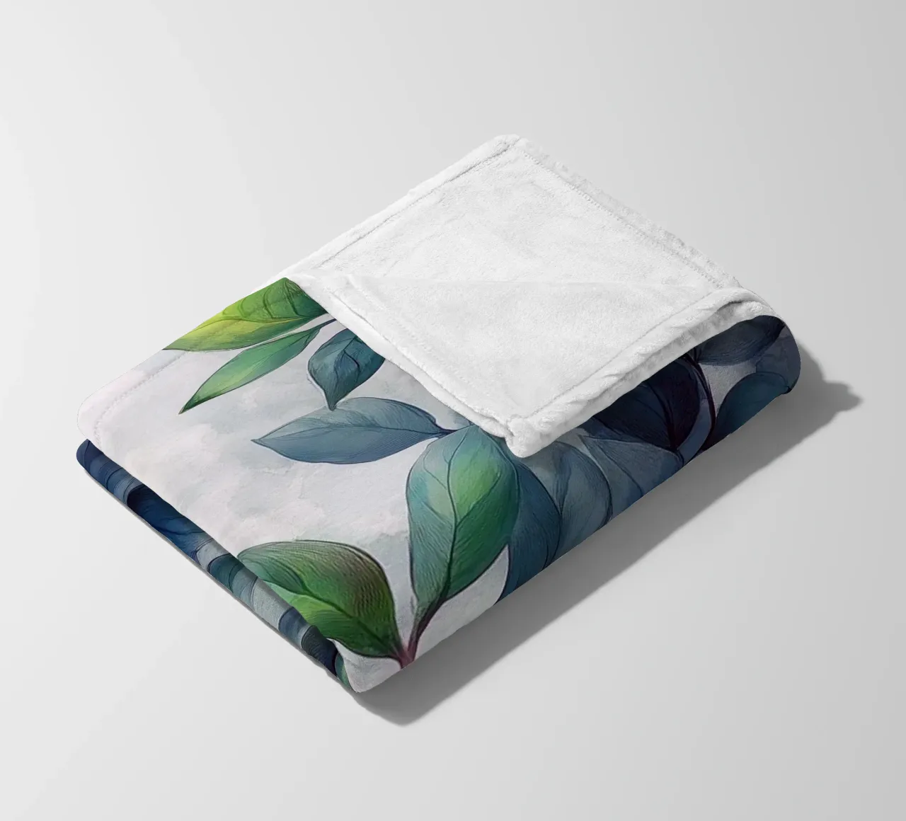 Watercolor leaves fleece blanket by Justyna Jaszke JBJart
