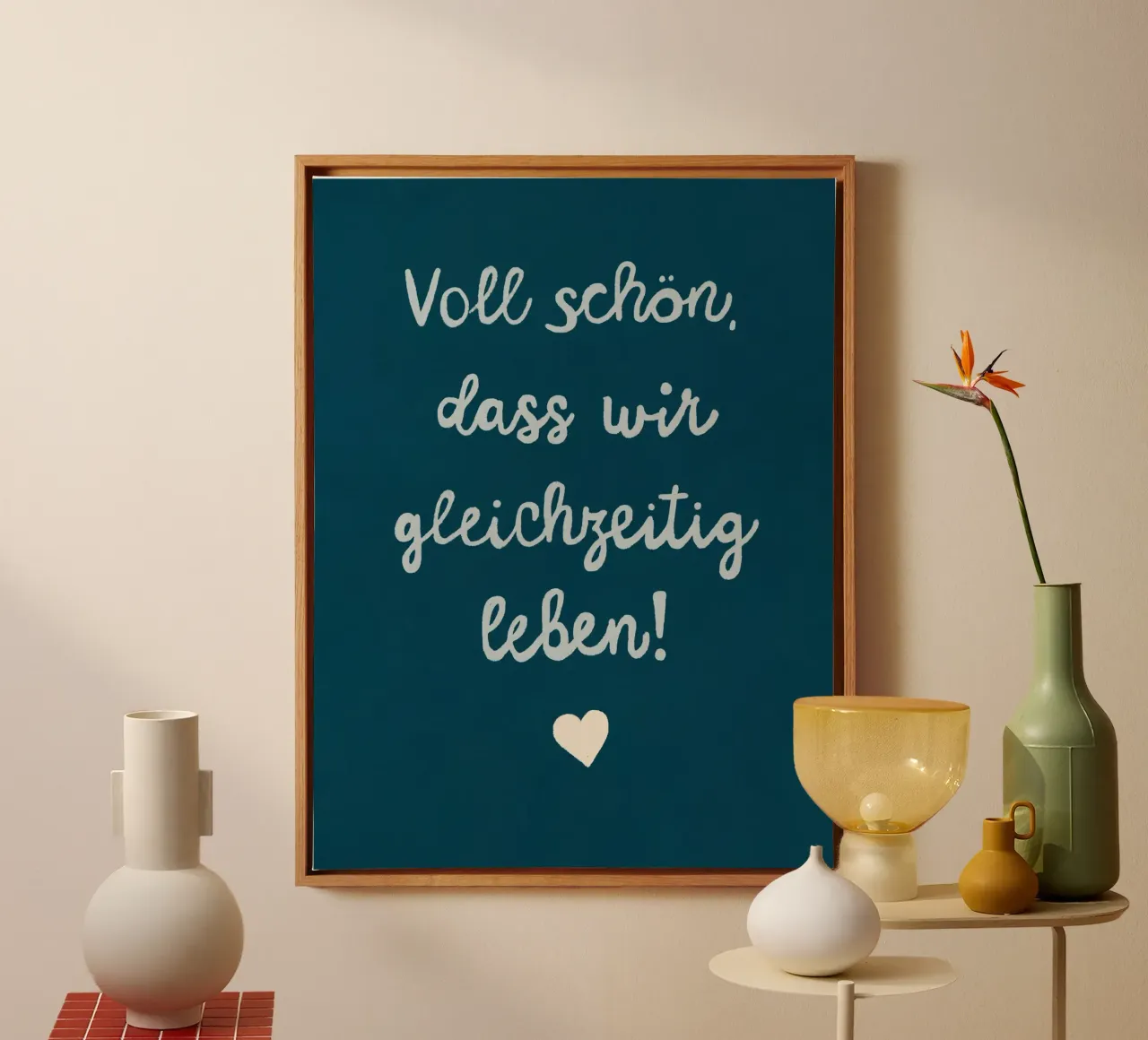 Tegelijkertijd romantisch leven canvas met Baklijst van Carinaprint