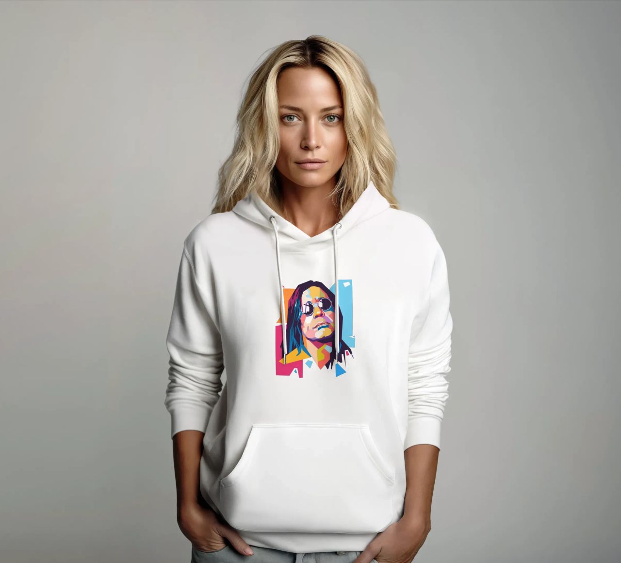 Ritratto pop art di Ozzy Osbourne felpa con cappuccio da Hantamrata