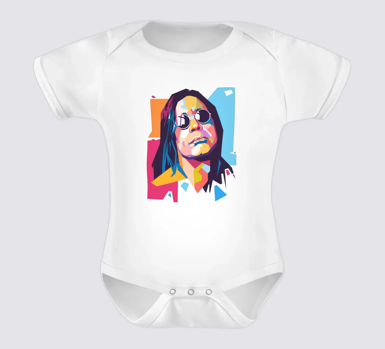 Ritratto pop art di Ozzy Osbourne body neonato maniche corte da Hantamrata
