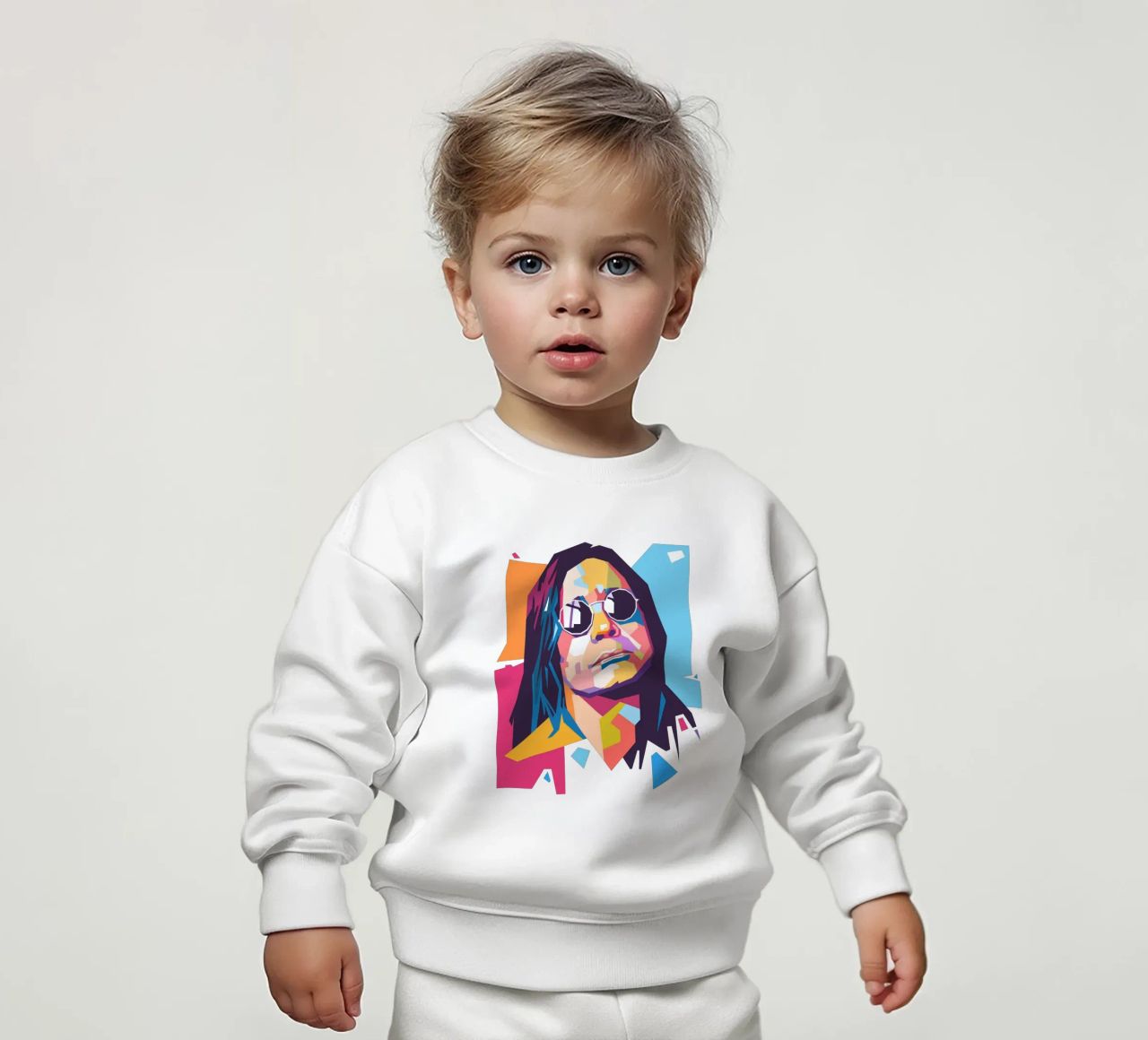 Ritratto pop art di Ozzy Osbourne felpa neonato da Hantamrata