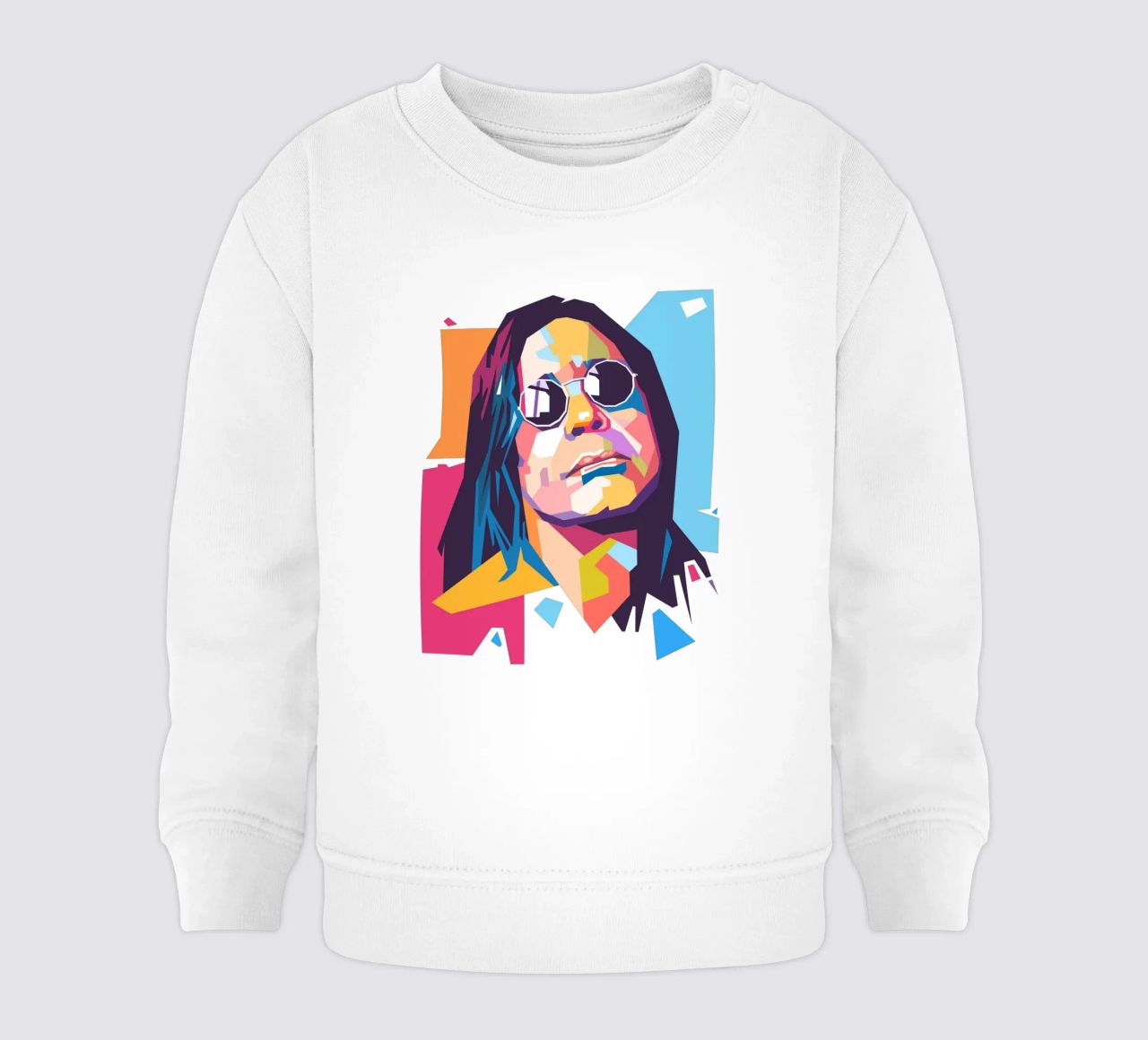 Ritratto pop art di Ozzy Osbourne felpa neonato da Hantamrata
