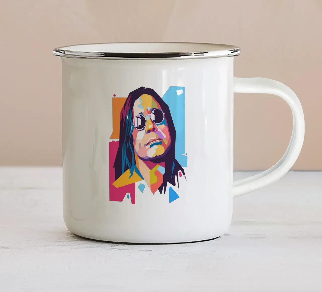 Ozzy Osbourne pop art portrait enamel mug by Hantamrata