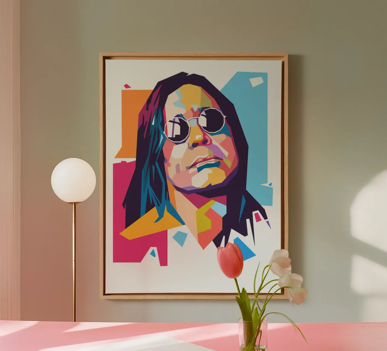 Ritratto pop art di Ozzy Osbourne tela con Cornice a cassetta da Hantamrata