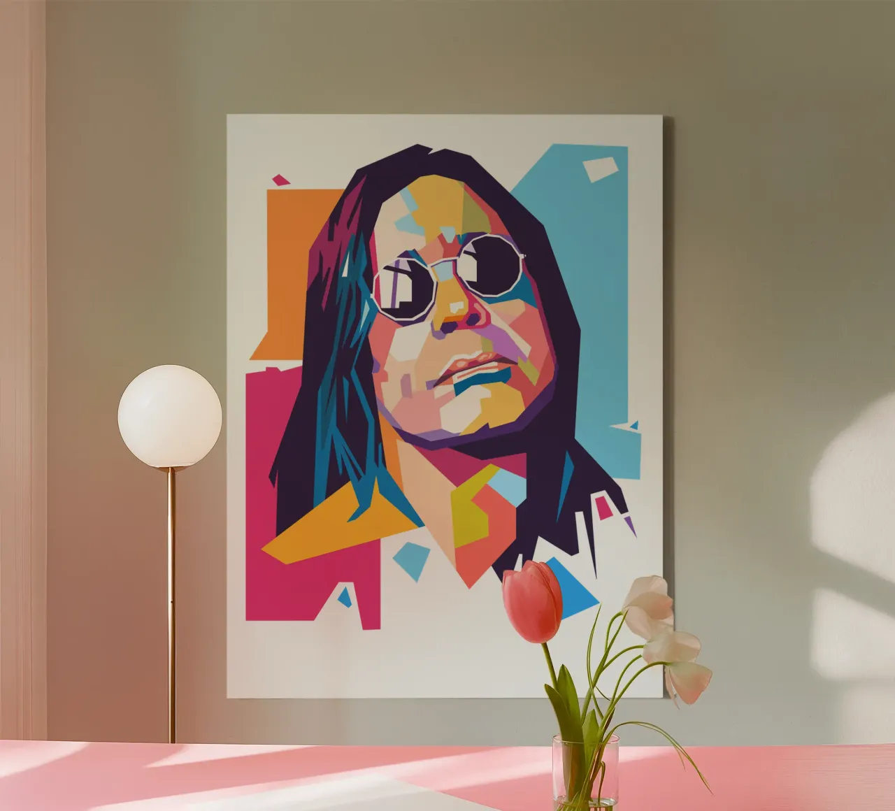 Ritratto pop art di Ozzy Osbourne tela con Cornice a cassetta da Hantamrata