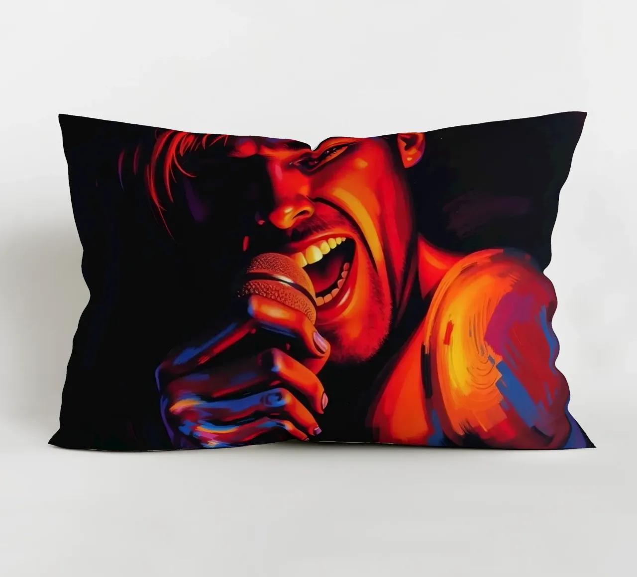 di una cantante appassionata, catturata in un'intensa scena cuscino da DesignDoodle