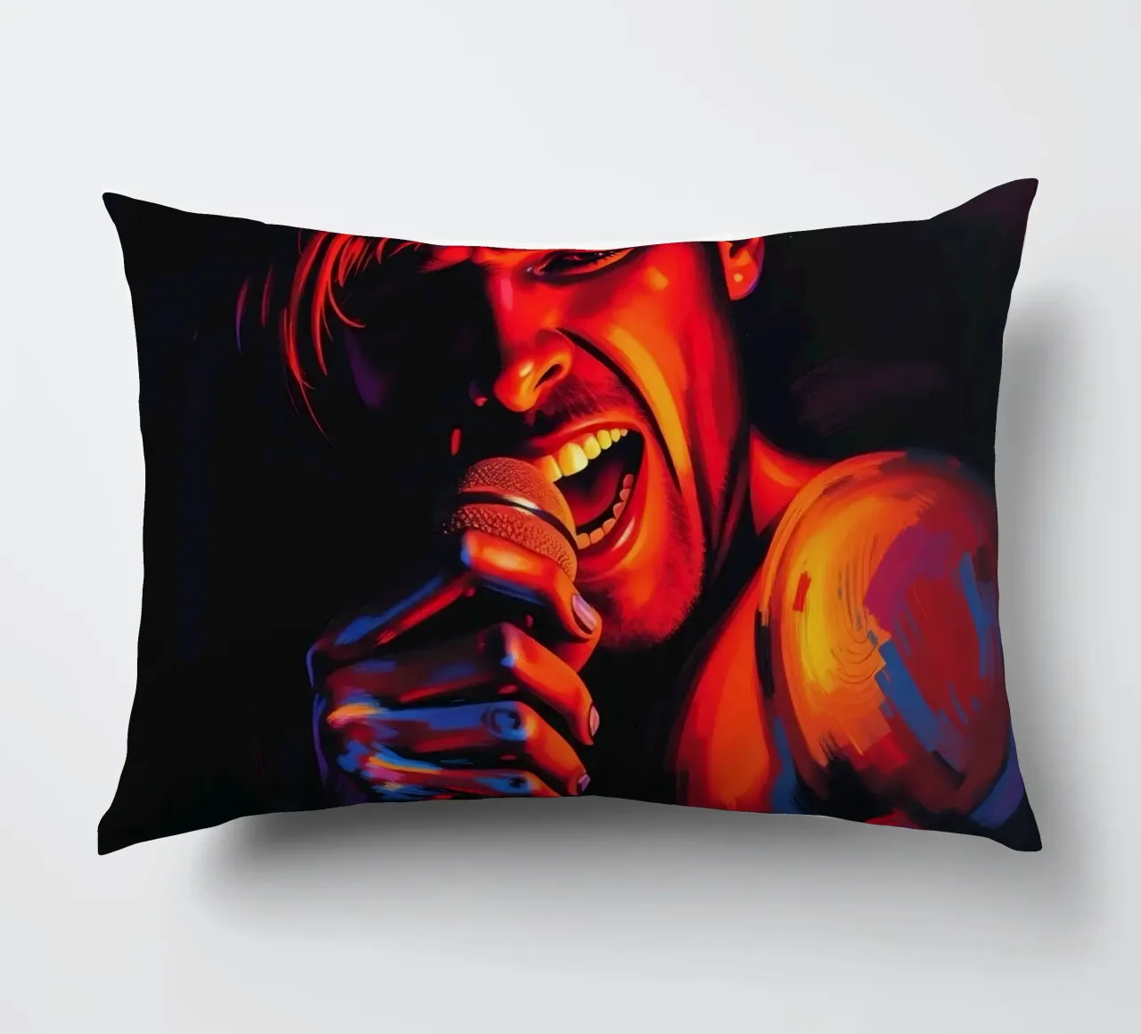 di una cantante appassionata, catturata in un'intensa scena cuscino da DesignDoodle