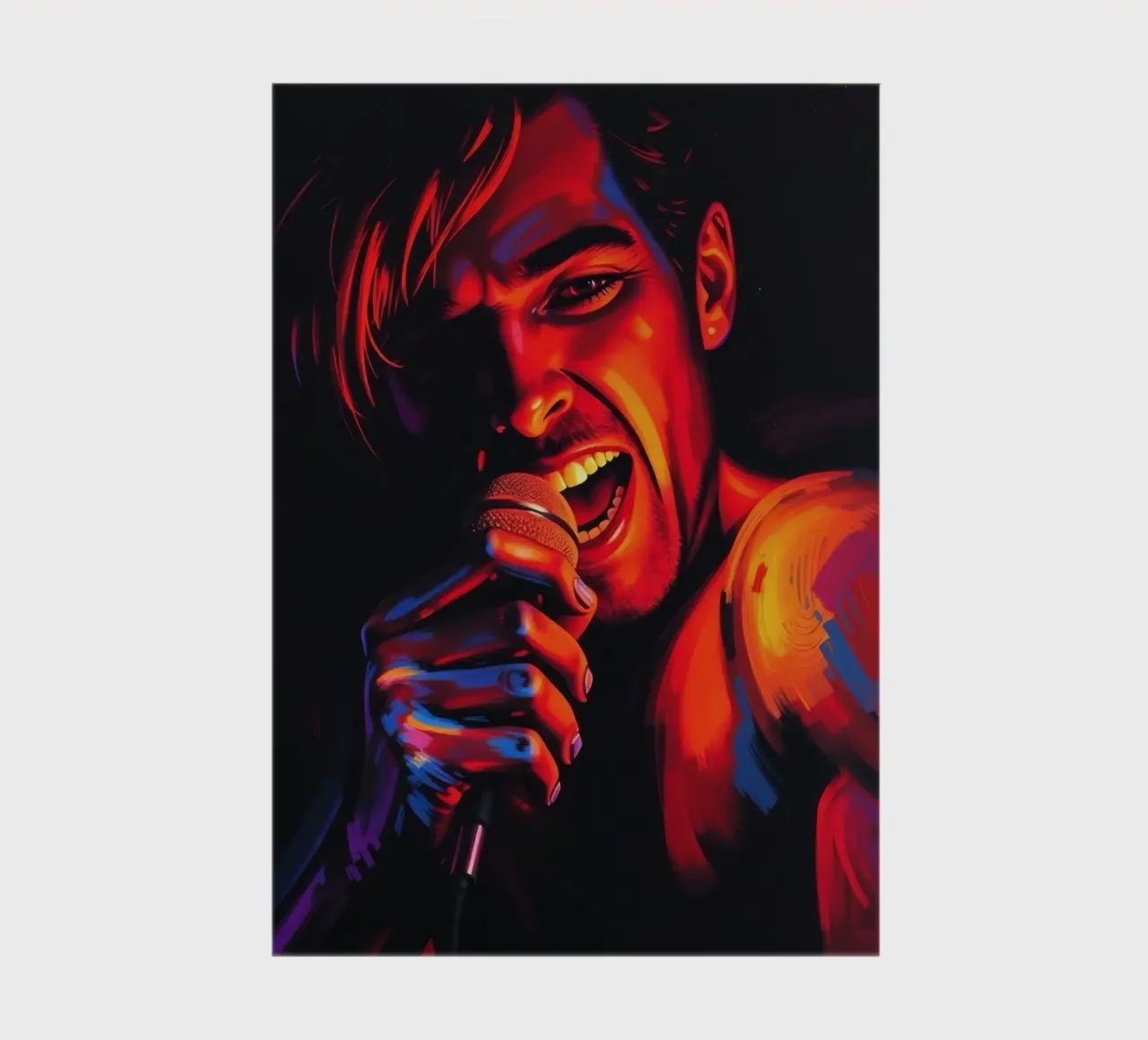 performance d'une chanteuse passionnée, capturée dans une scène intense carnet de notes de DesignDoodle