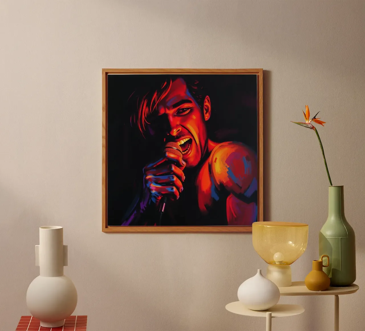 di una cantante appassionata, catturata in un'intensa scena alluminio dibond da DesignDoodle
