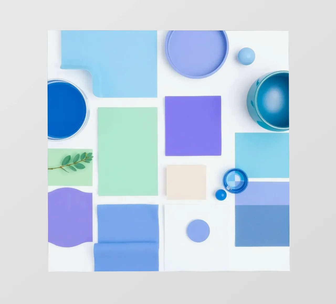Disposizione colorata di vari campioni di vernice e forme telo in pvc da DesignDoodle