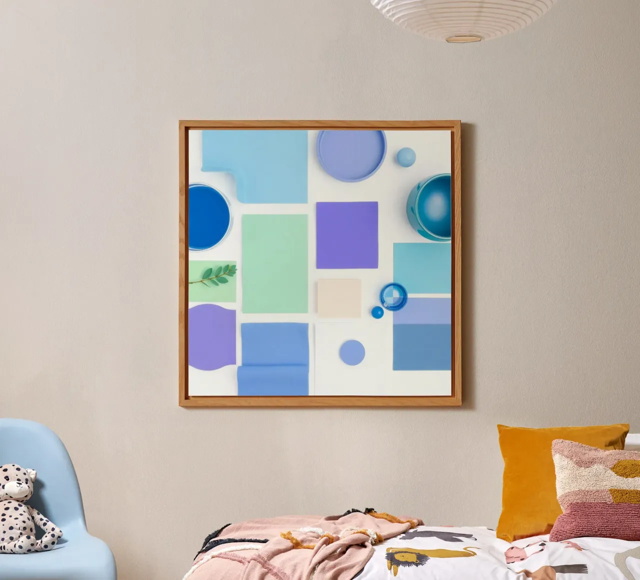 Disposizione colorata di vari campioni di vernice e forme alluminio dibond da DesignDoodle