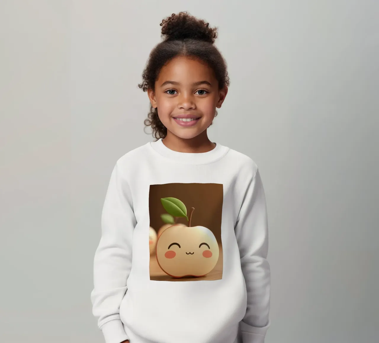 Simpatiche mele dei cartoni animati con facce sorridenti e steli frondosi. felpa bambino da DesignDoodle