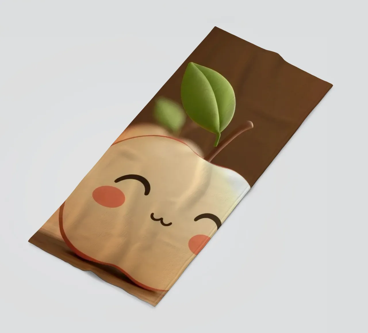 Simpatiche mele dei cartoni animati con facce sorridenti e steli frondosi. telo mare da DesignDoodle