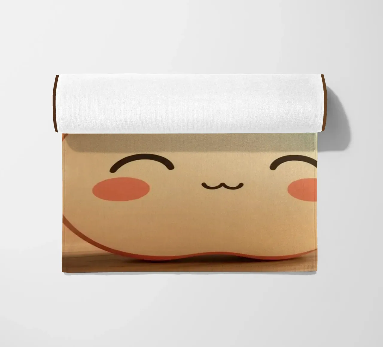 Simpatiche mele dei cartoni animati con facce sorridenti e steli frondosi. telo mare da DesignDoodle