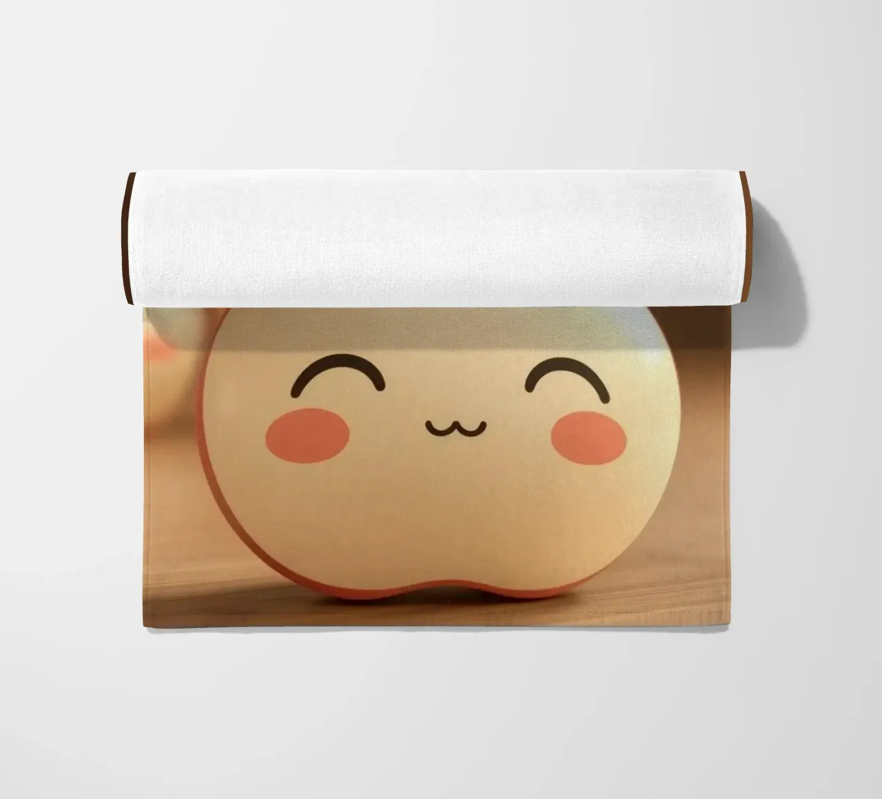 Simpatiche mele dei cartoni animati con facce sorridenti e steli frondosi. telo mare da DesignDoodle