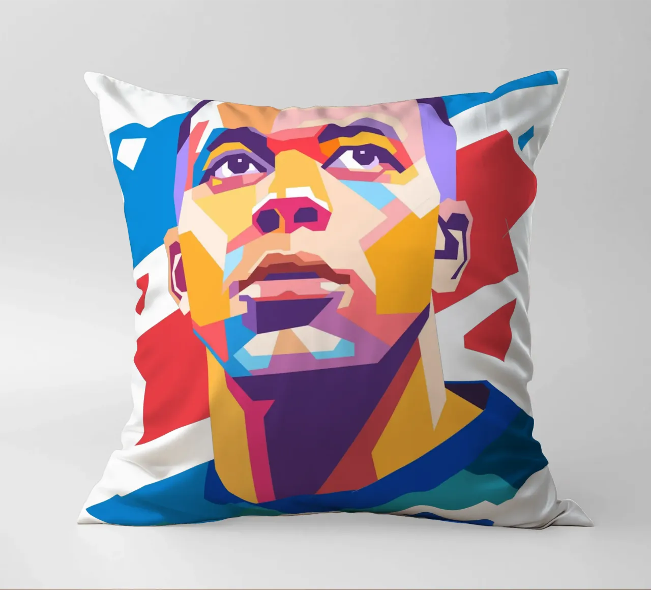 Ritratto pop art di Kylian Mbappe cuscino da Hantamrata