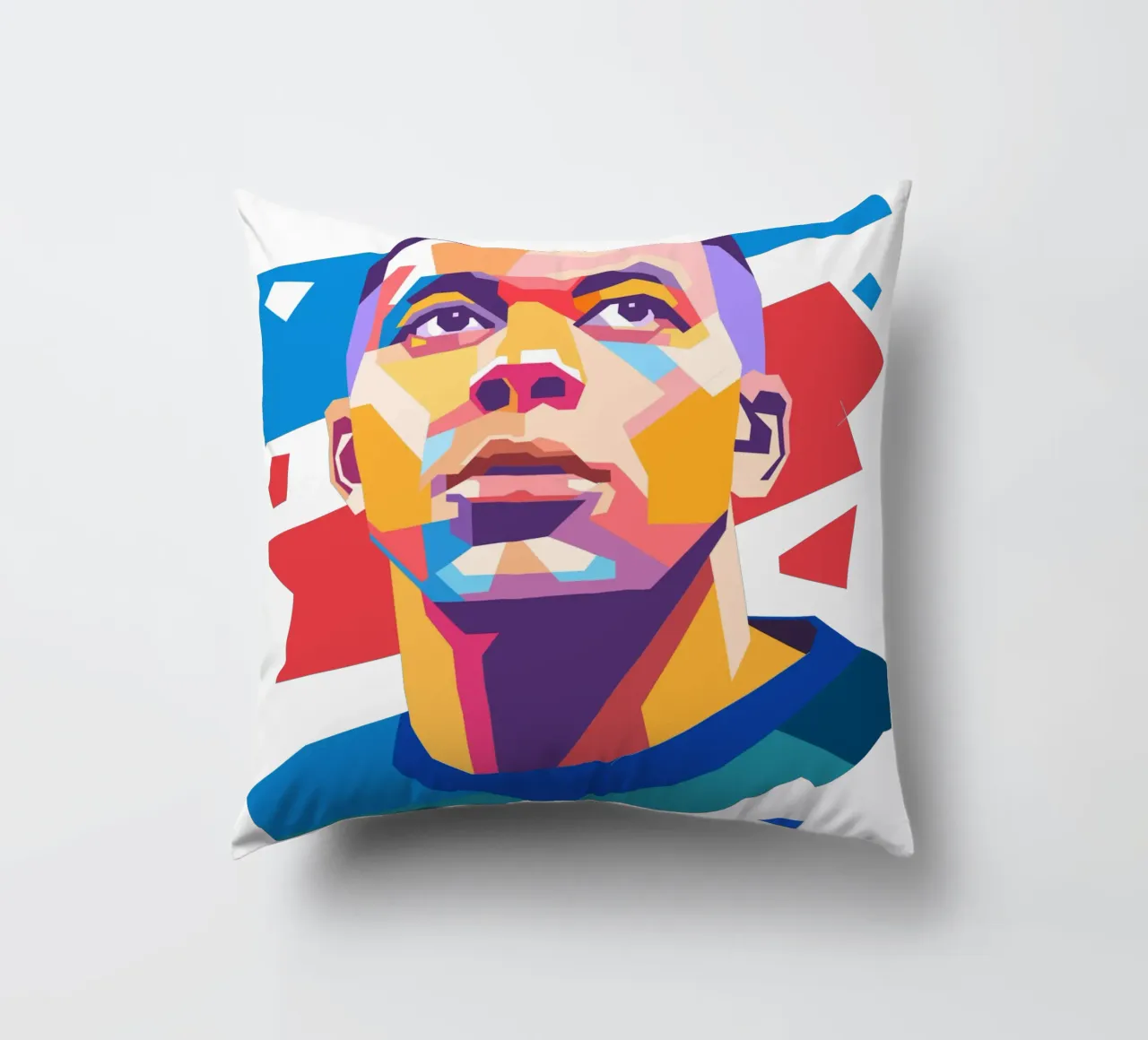 Ritratto pop art di Kylian Mbappe cuscino da Hantamrata