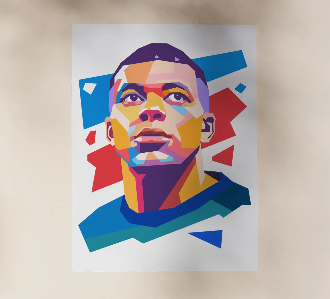 Ritratto pop art di Kylian Mbappe pellicola backlit da Hantamrata
