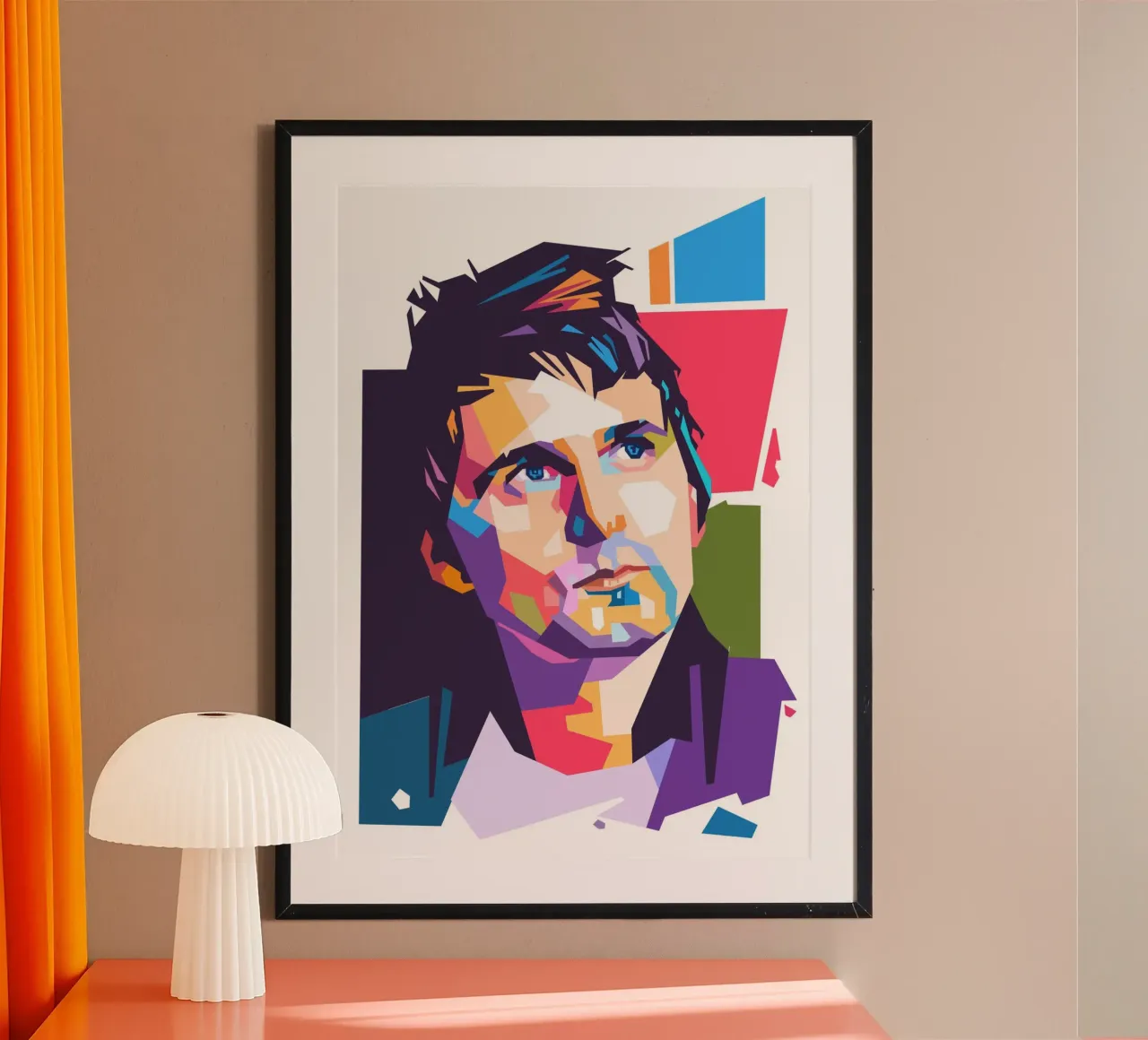 Matthew Bellamy ritratto pop art poster con telaio in plastica da Hantamrata