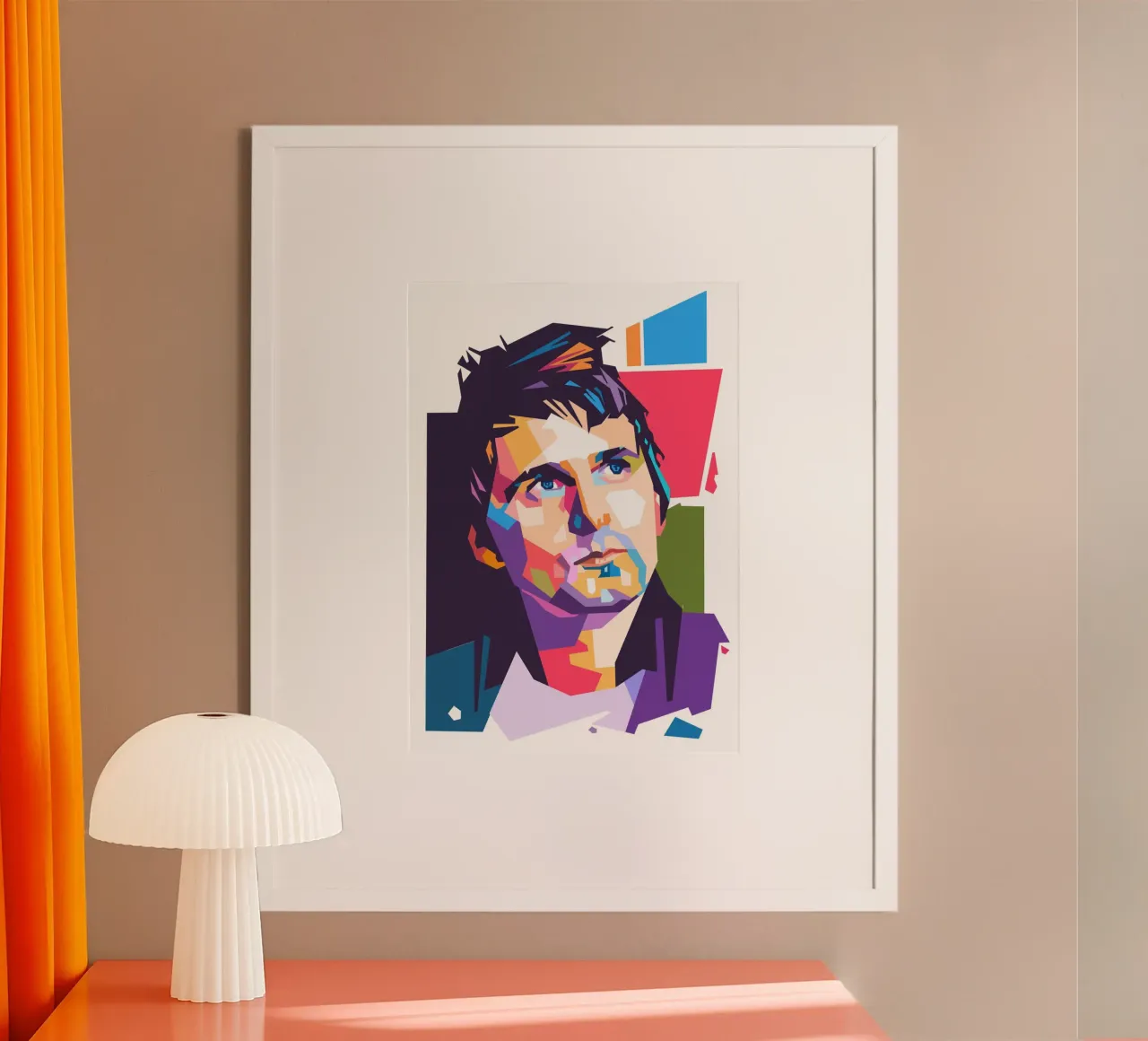 Matthew Bellamy ritratto pop art poster con telaio in plastica da Hantamrata