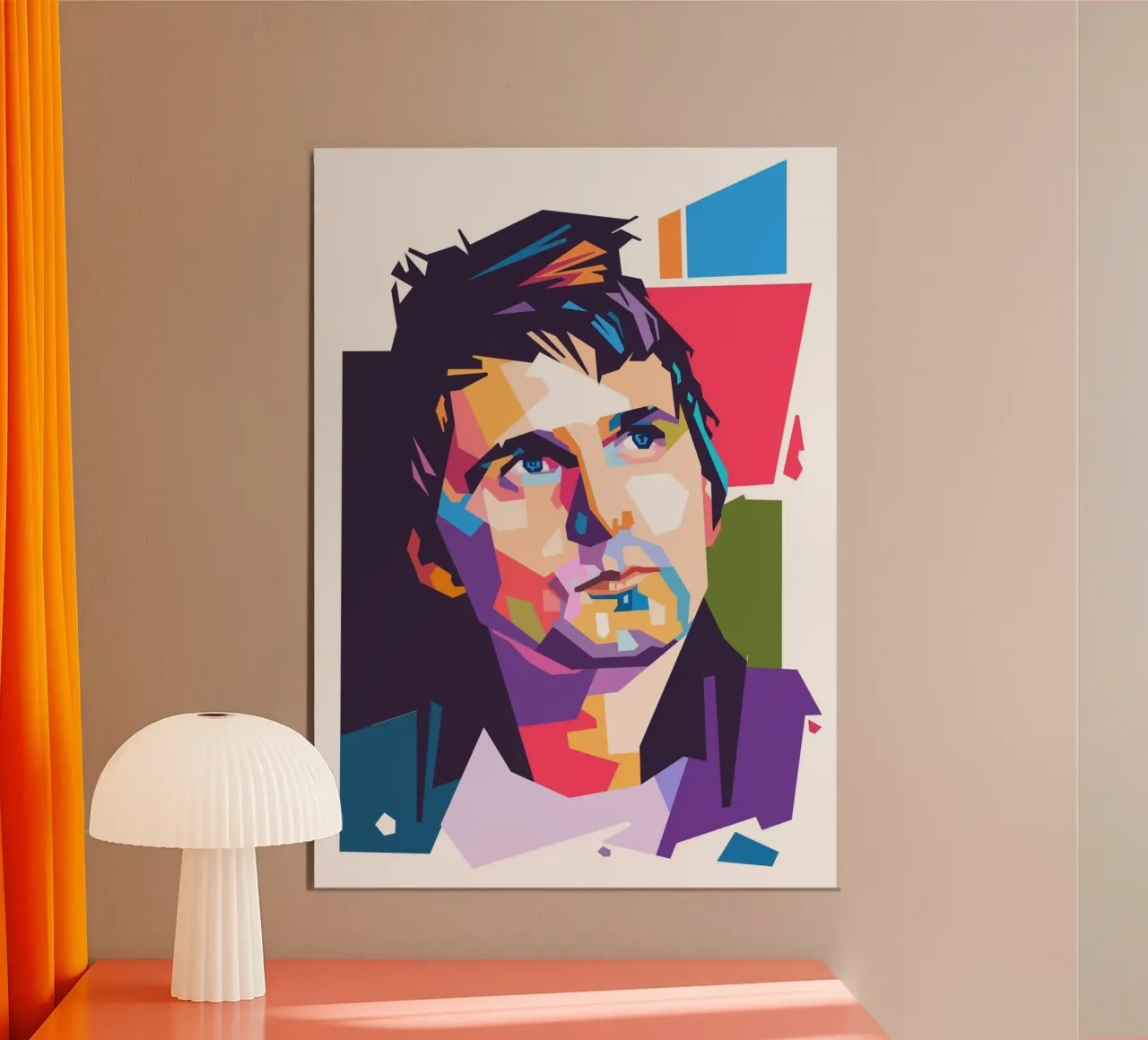 Matthew Bellamy ritratto pop art poster con telaio in plastica da Hantamrata
