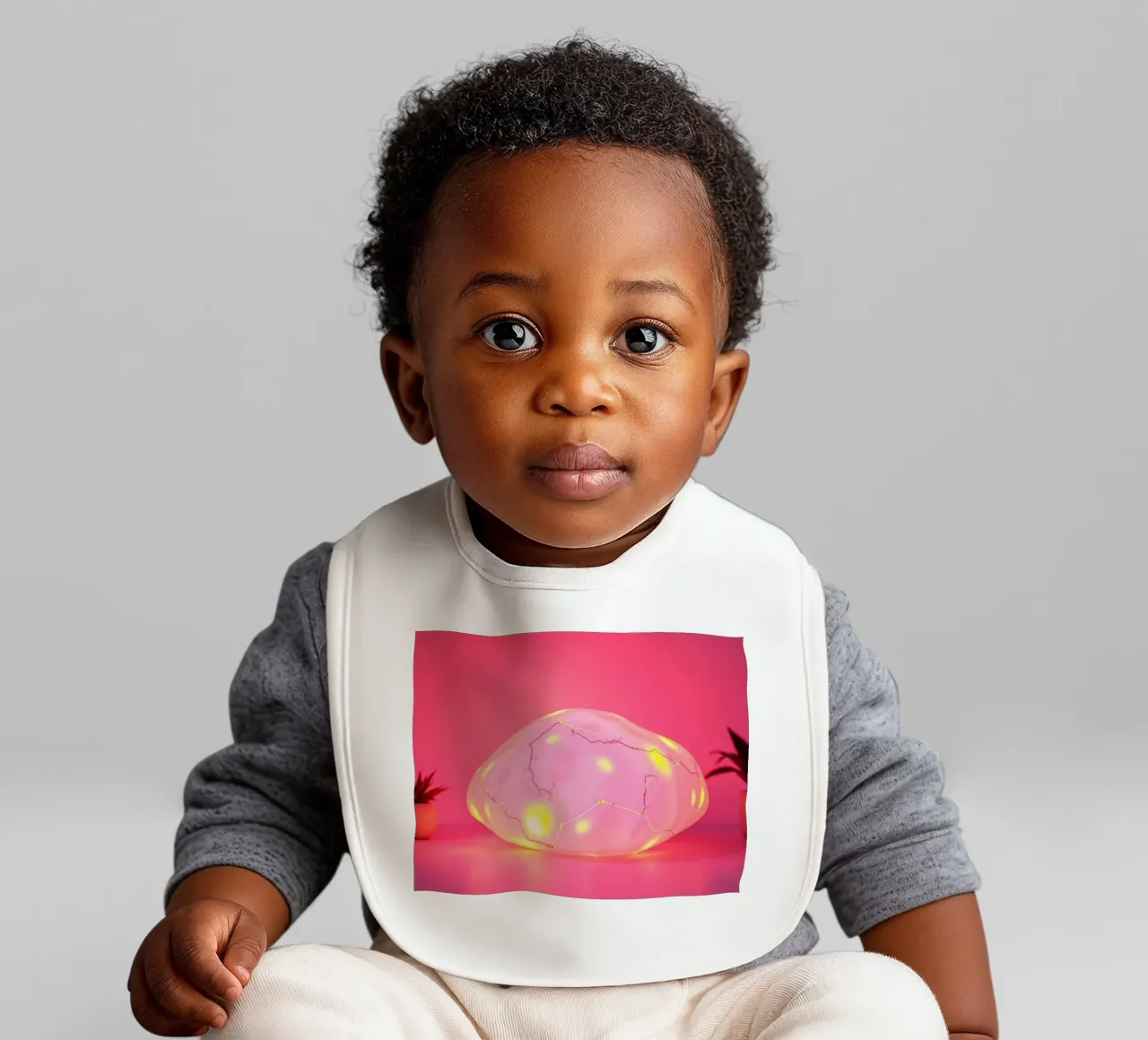 Decorative illuminated object with colorful lights and plant baby bib by DesignDoodle