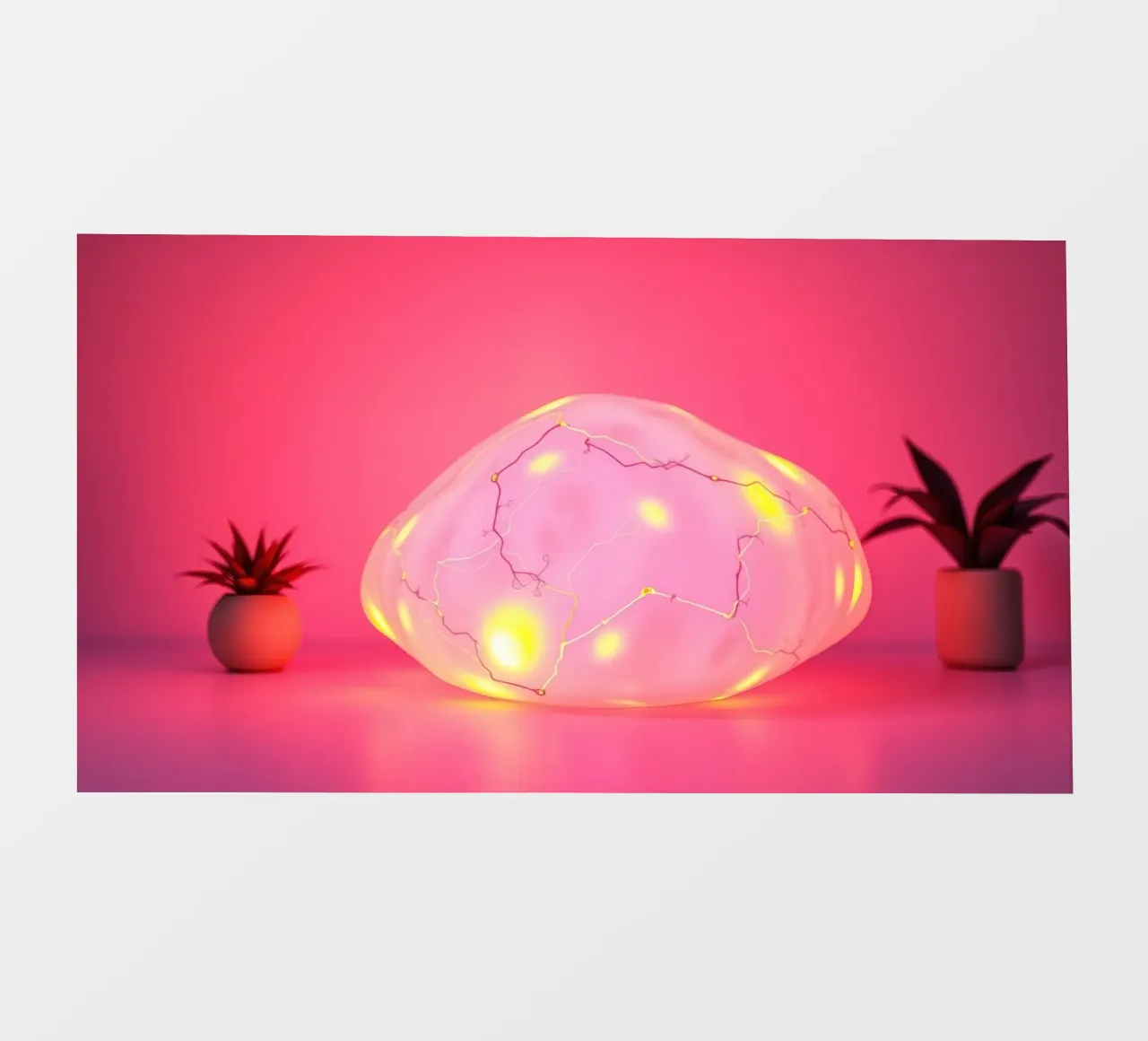Decorative illuminated object with colorful lights and plant backlit film by DesignDoodle