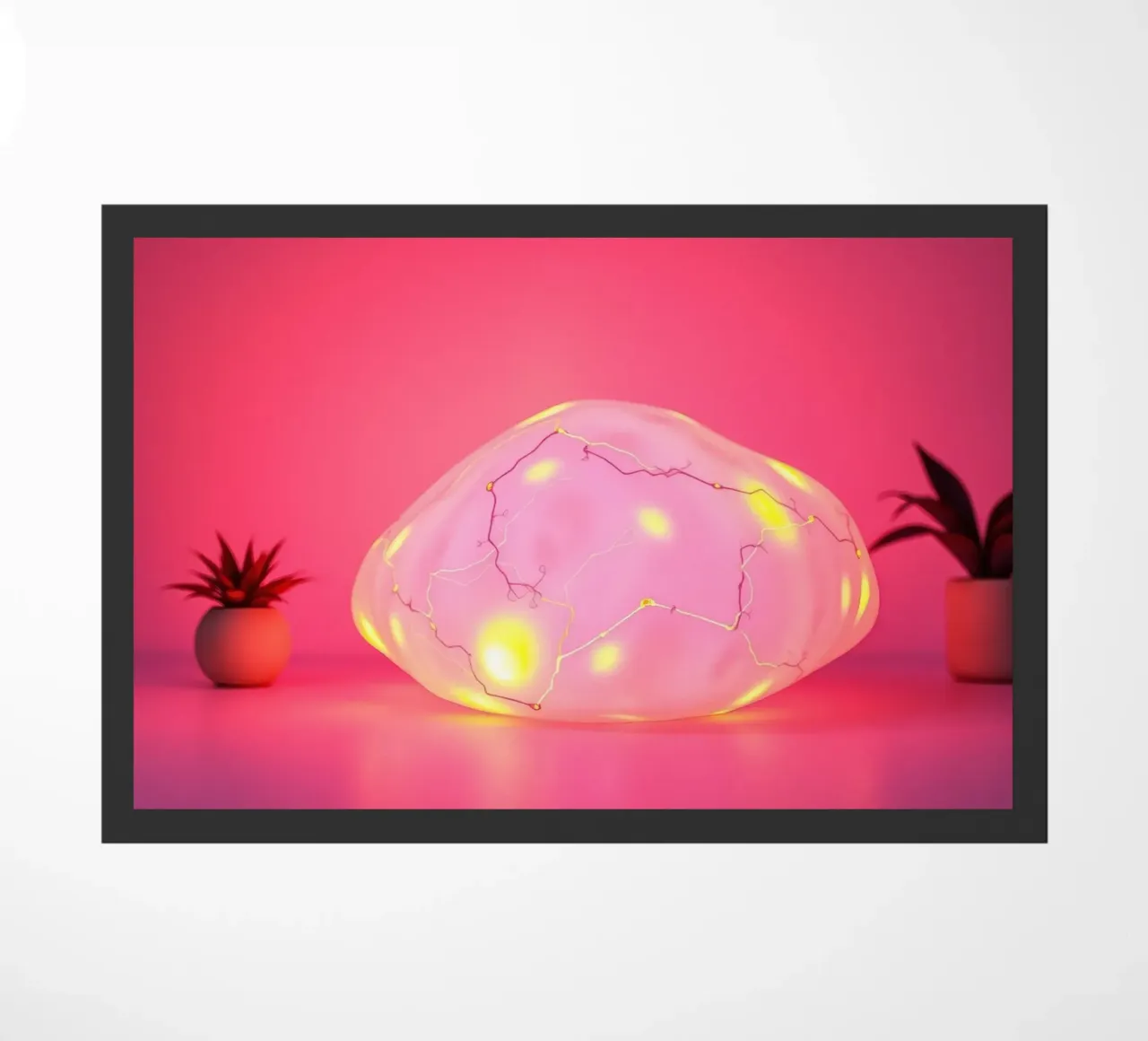 Objet lumineux décoratif avec des lumières colorées et une plante paillasson de DesignDoodle