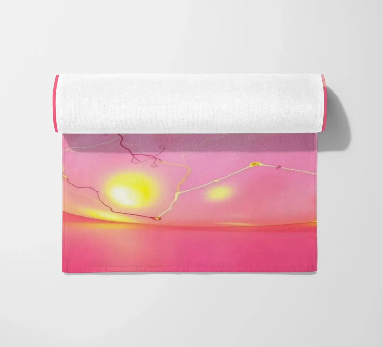 Decorative illuminated object with colorful lights and plant beach towel by DesignDoodle