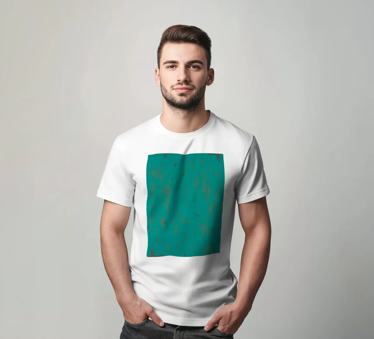 Bright turquoise background with subtle texture t-shirt by DesignDoodle