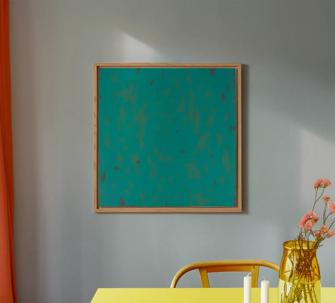 Bright turquoise background with subtle texture alu-dibond by DesignDoodle